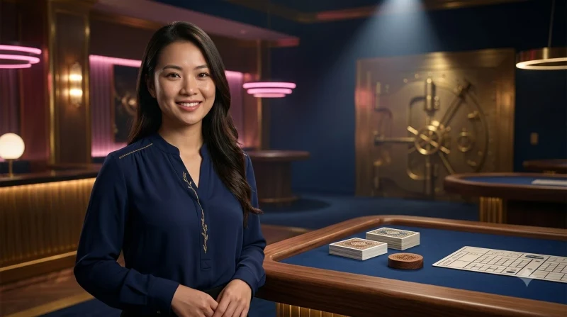 ban-bai-baccarat-voi-hai-bo-bai-player-va-banker-cung-chip-vang-tren-ban-xanh Bàn bài Baccarat với hai bộ bài Player và Banker cùng chip vàng trên bàn xanh