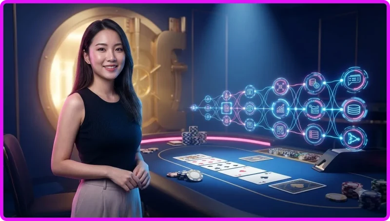 Minh họa ba lá bài Trác Kim Hoa phát sáng trên nền kỹ thuật số cao cấp