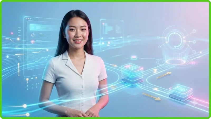 Người chơi cầm bộ bài phỏm trên bàn với lá bài sáng bóng neon